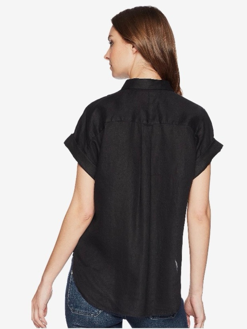 Lauren Ralph Lauren Polo Black Linen Dolman Short-Sleeve Button-Front Shirt XL - Picture 2 of 8